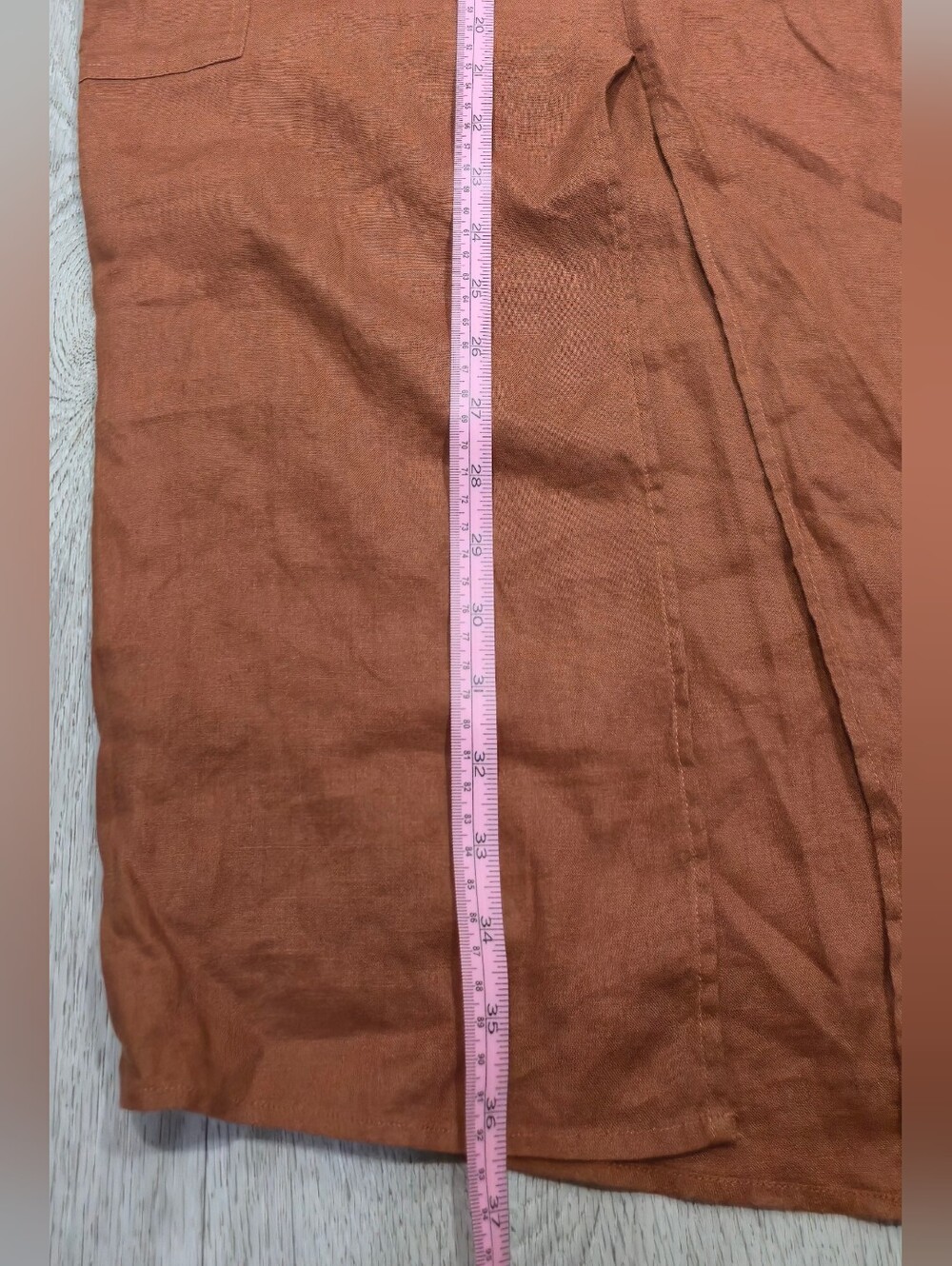 Magaschoni 100% Linen Cargo Midi Skirt Size 6 Rust Brown Utility Maxi Skirt - Picture 6 of 13